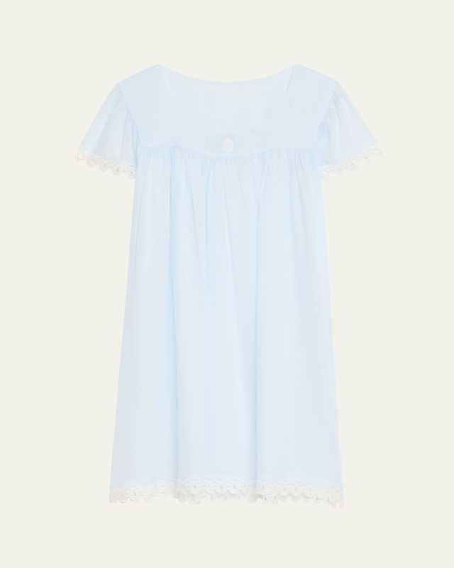 Harriette 2 Ruched Lace-Trim Cotton Babydoll
